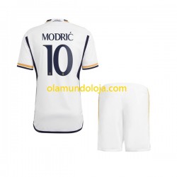 Camisola Real Madrid Modrić 10 Criança Equipamento Primeiro 2023-2024 Manga Curta